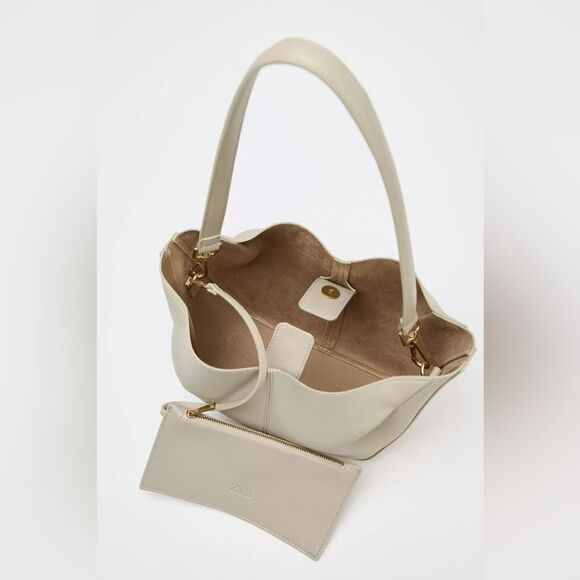 ZARA GATHERED SHOPPER TOTE BAG - Picture 5 of 8